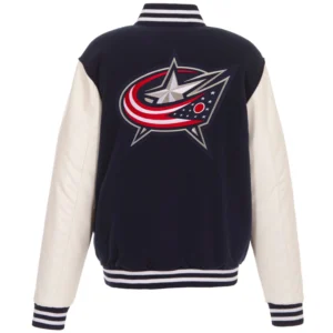 Alternative view of Columbus Blue Jackets Wool & Leather Reversible Varsity Jacket