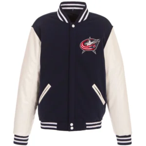 Columbus Blue Jackets Wool & Leather Reversible Varsity Jacket