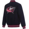 Columbus Blue Jackets Navy Full Wool One Color Varsity Jacket - Image 3