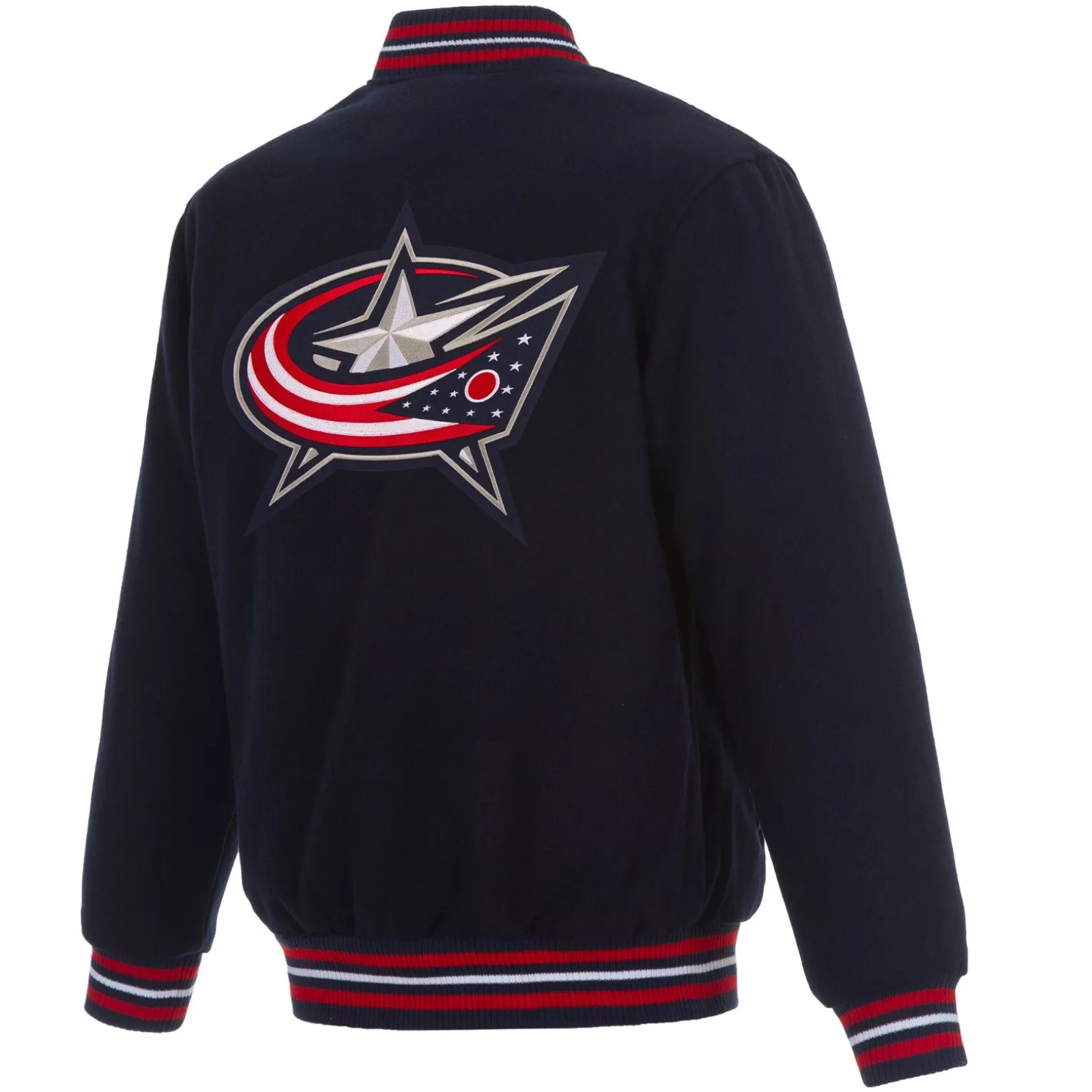 Columbus Blue Jackets Navy Full Wool One Color Varsity Jacket - Image 3