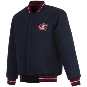 Alternative view of Columbus Blue Jackets Navy Full Wool One Color Varsity Jacket