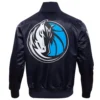 Dallas Mavericks Classic Rib Satin Varsity Jacket With Mavericks Logo - Image 2