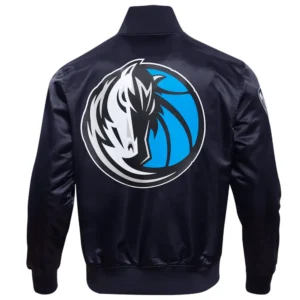 Alternative view of Dallas Mavericks Classic Rib Satin Varsity Jacket With Mavericks Logo