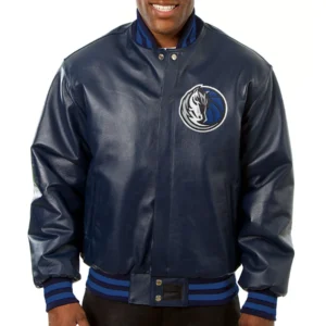 Dallas Mavericks Full Leather Black Varsity Jacket