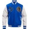 Dallas Mavericks Script Tail Wool & Faux Leather Varsity Jacket
