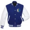 Dallas Mavericks Letterman Wool & Leather Varsity Jacket Button Closure