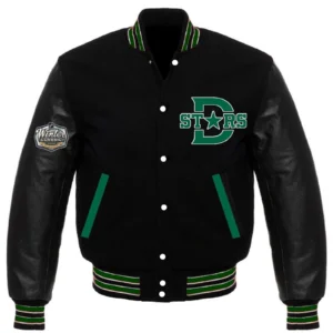 Dallas Stars Letterman Black Wool & Leather Varsity Jacket