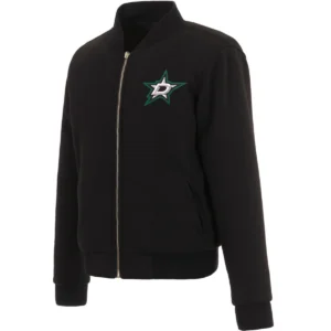 Dallas Stars Black Full-Zip Wool Varsity Jacket