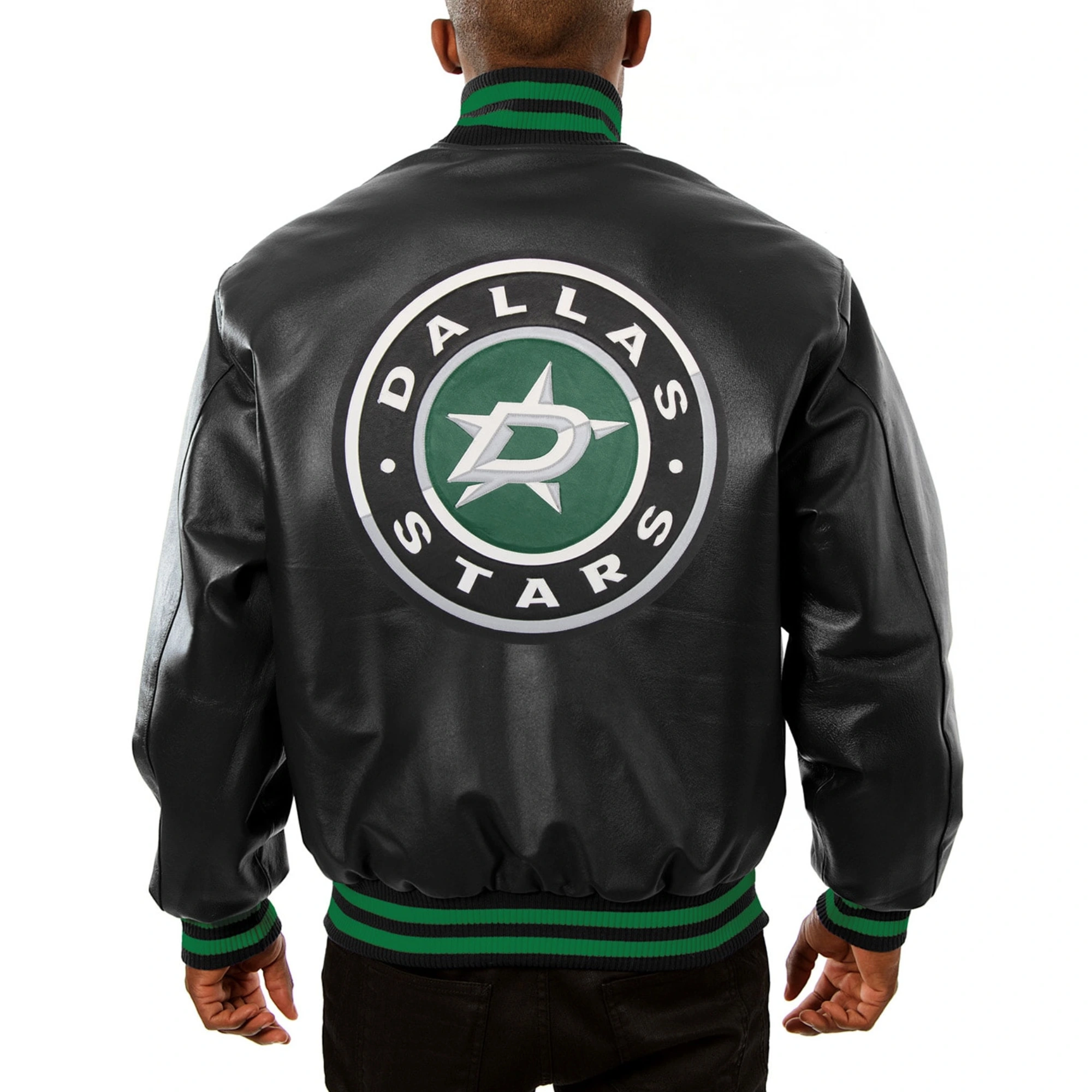Dallas Stars Full Leather Black Varsity Jacket - Image 2