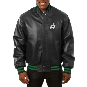 Dallas Stars Full Leather Black Varsity Jacket