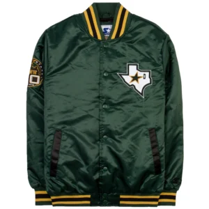 Dallas Stars Bomber Green Full-Snap Satin Varsity Jacket