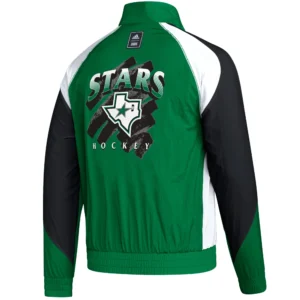Alternative view of Dallas Stars adidas Retro Full-Snap Satin Varsity Jacket Green & Black