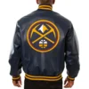 Denver Nuggets Full Leather Varsity Navy Jacket - Image 2