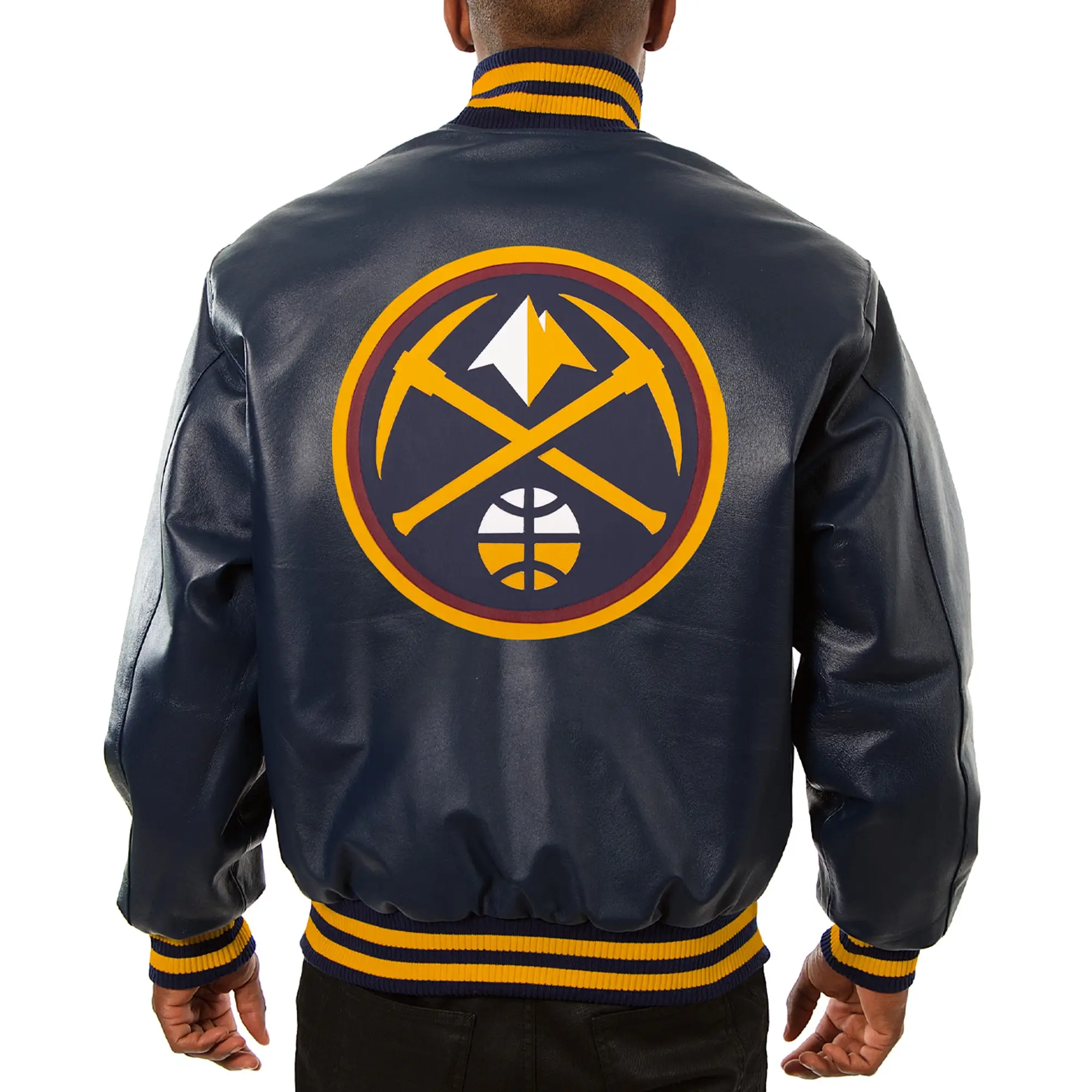 Denver Nuggets Full Leather Varsity Navy Jacket - Image 2