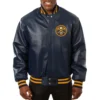 Denver Nuggets Full Leather Varsity Navy Jacket