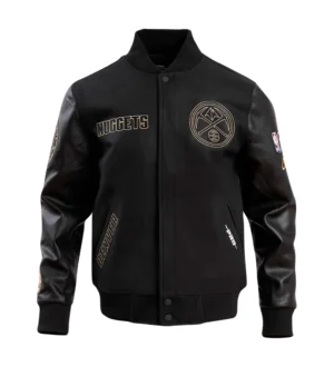 Denver Nuggets Triple Black NBA Finals Champions Wool & Leather Varsity Jacket