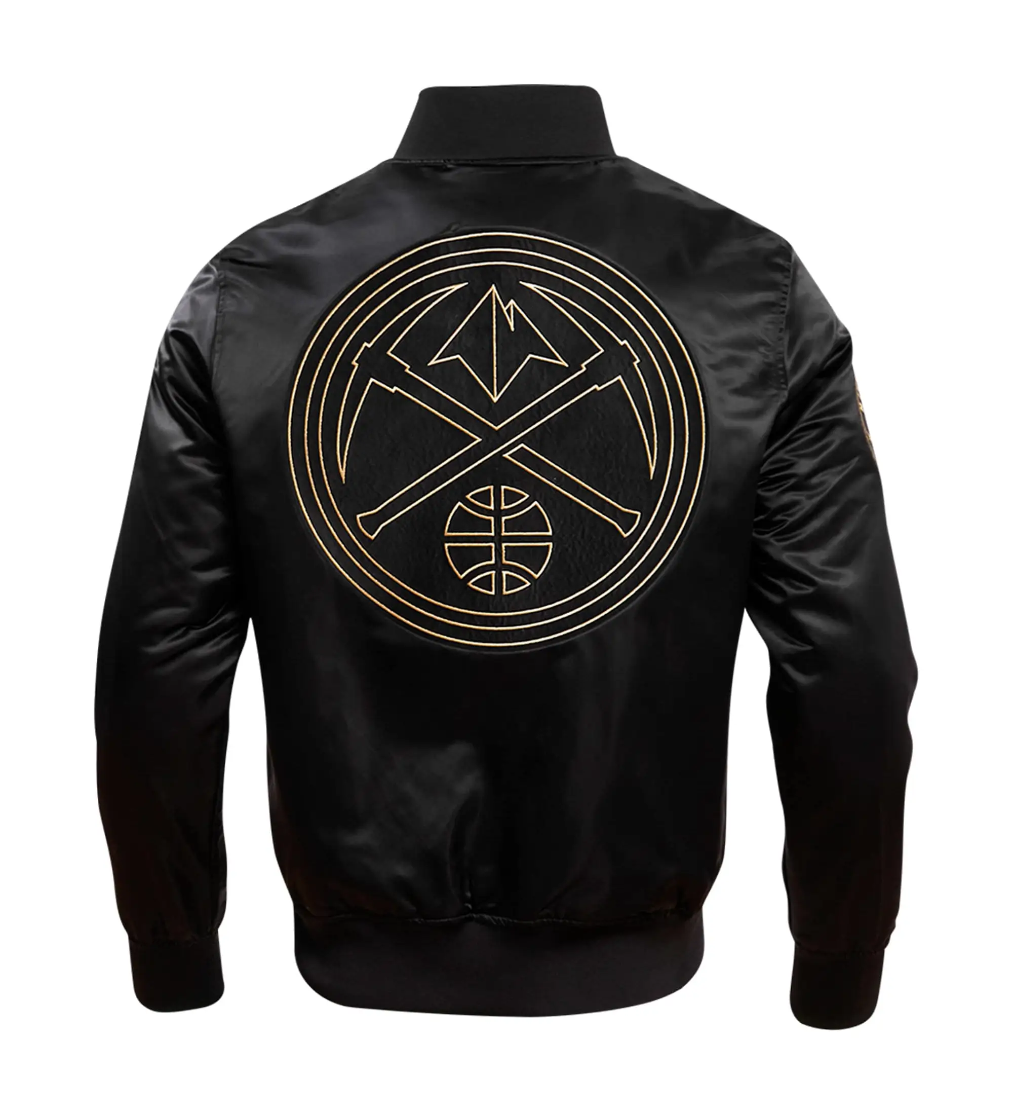Denver Nuggets Triple Black Satin Varsity Black Jacket - Image 2