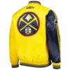 Denver Nuggets Satin Varsity Jacket Navy & Yellow - Image 2