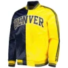 Denver Nuggets Satin Varsity Jacket Navy & Yellow