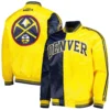 Denver Nuggets Satin Varsity Jacket Navy & Yellow - Image 3