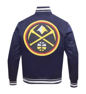 Alternative view of Denver Nuggets Wordmark Satin Varsity Navy Jacket