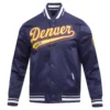 Denver Nuggets Wordmark Satin Varsity Navy Jacket