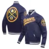 Denver Nuggets Wordmark Satin Varsity Navy Jacket - Image 3