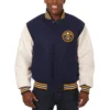 Denver Nuggets Two Tone Wool & Leather Varsity Jacket