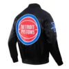 Detroit Pistons Wordmark Big Logo Black Satin Varsity Jacket - Image 3