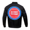 Detroit Pistons Wordmark Big Logo Black Satin Varsity Jacket - Image 4