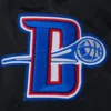 Detroit Pistons Wordmark Big Logo Black Satin Varsity Jacket - Image 7