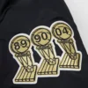 Detroit Pistons Wordmark Big Logo Black Satin Varsity Jacket - Image 6