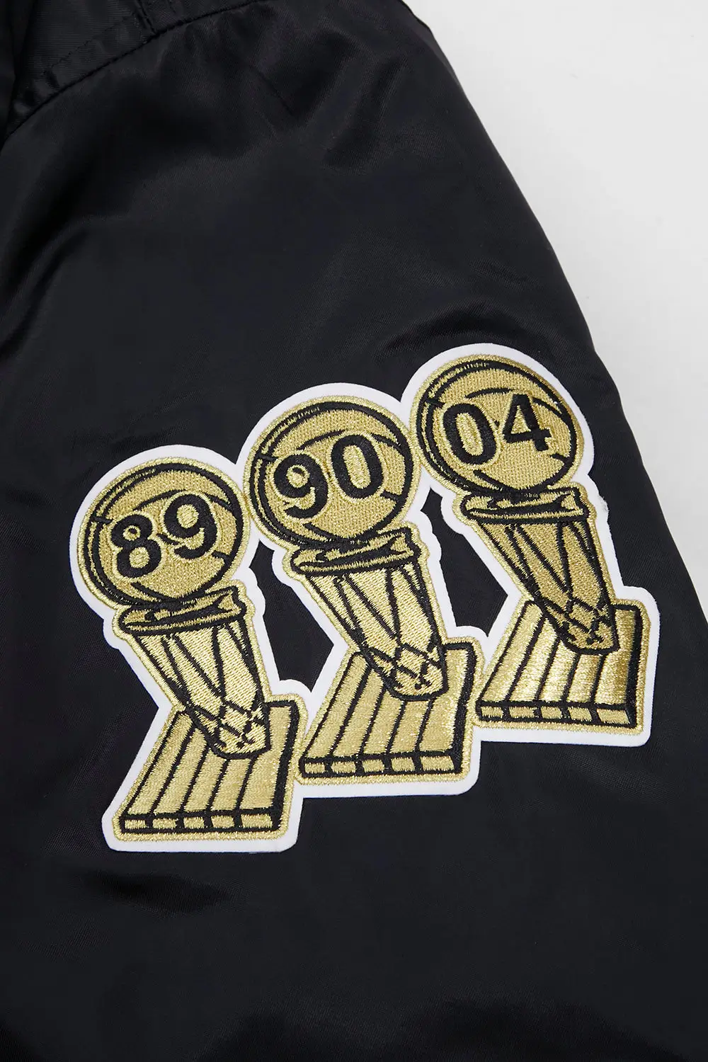 Detroit Pistons Wordmark Big Logo Black Satin Varsity Jacket - Image 6