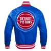 Detroit Pistons Retro Classic Rib Royal Blue Satin Varsity Jacket - Image 4