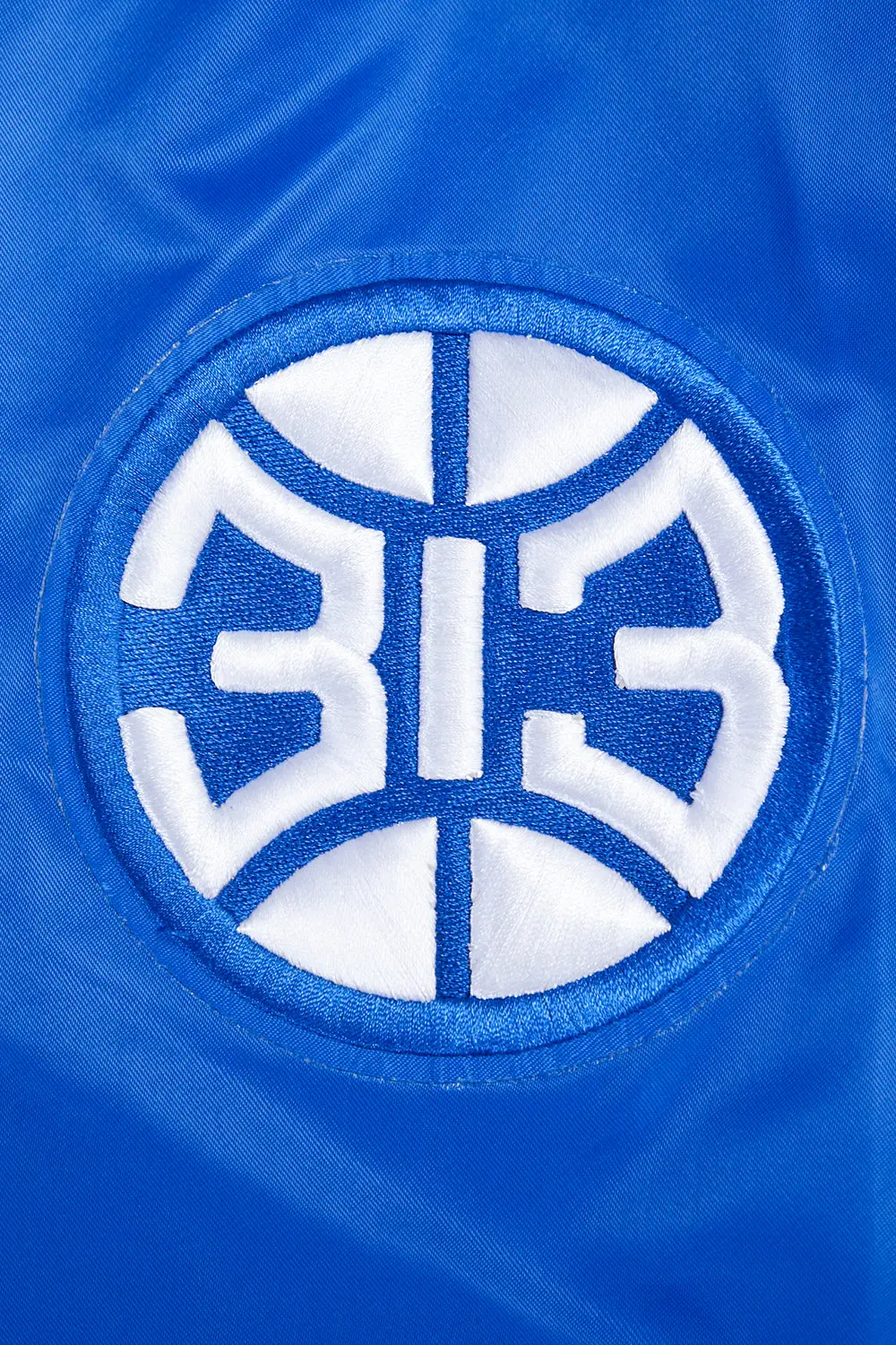 Detroit Pistons Retro Classic Rib Royal Blue Satin Varsity Jacket - Image 7