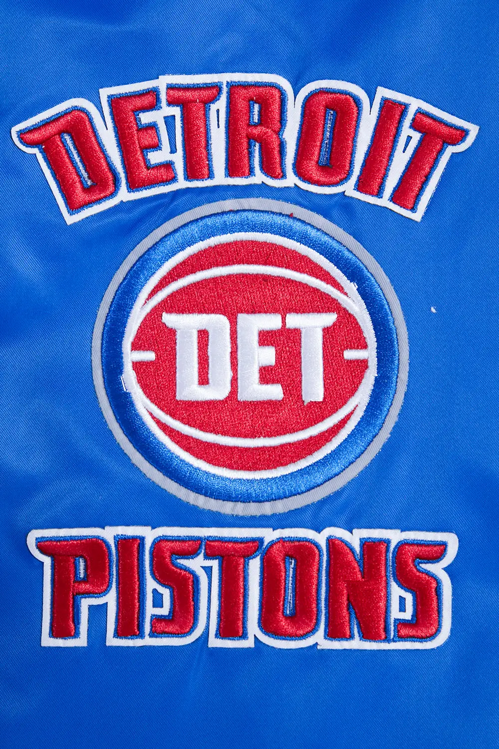 Detroit Pistons Retro Classic Rib Royal Blue Satin Varsity Jacket - Image 6