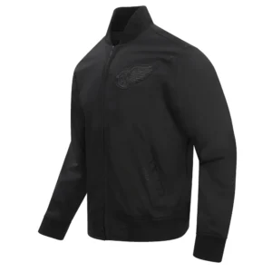 Alternative view of Detroit Red Wings Neutral Satin Varsity Jacket