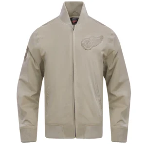 Detroit Red Wings Neutral Satin Varsity Jacket