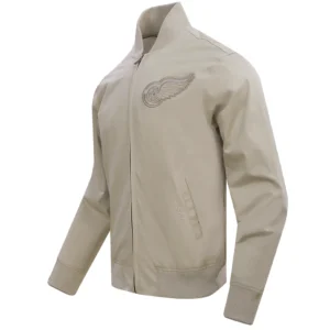 Alternative view of Detroit Red Wings Neutral Satin Varsity Jacket