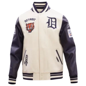 Detroit Tigers Men's Retro Classic Team Players Wool & Leather Varsity Jacket