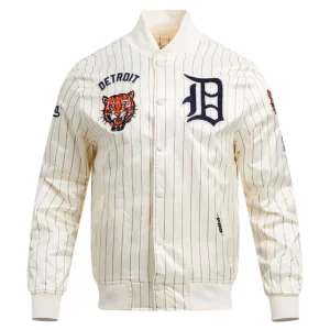 Detroit Tigers Pro Standard Cooperstown Pinstripe Retro Classic Full-Snap Satin Varsity Jacket