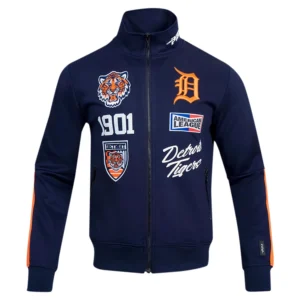 Detroit Tigers Fast Lane Full-Zip Polyester Varsity Navy Jacket