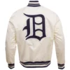Detroit Tigers Classic Pro Standard Full-Snap Satin Varsity Cream Jacket - Image 2