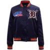 Detroit Tigers Pro Standard Women's Mashup Rib Full-Snap Satin Varsity Jacket