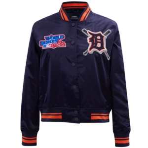 Detroit Tigers Pro Standard Women's Mashup Rib Full-Snap Satin Varsity Jacket