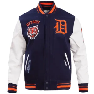Detroit Tigers Pro Standard Men's Retro Classic Rib Knitted Wool & Leather Varsity Jacket