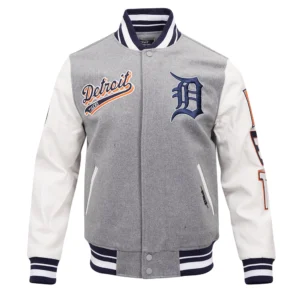 Detroit Tigers Pro Standard Script Tail Classic Wool & Leather Varsity Jacket