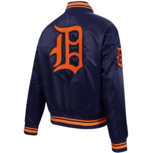 Alternative view of Detroit Tigers Women's Classic Pro Standard Team Players Full-Snap Satin Varsity Navy Jacket
