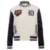 Detroit Tigers Classic Women's Pro Standard Wool & Leather Varsity Jacket Cream & Black
