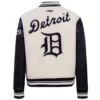 Detroit Tigers Classic Women's Pro Standard Wool & Leather Varsity Jacket Cream & Black - Image 2